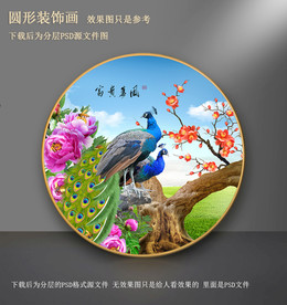 孔雀圆形装饰画