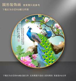 孔雀圆形装饰画