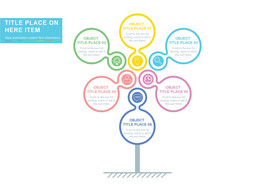 商务PPT六个分项树状信息图表