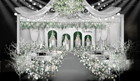 白绿韩式小清新婚礼效果图