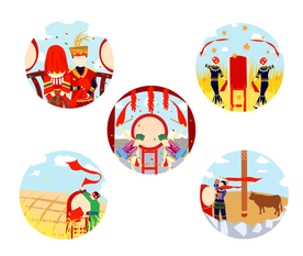 少数名族元素插画