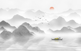 新中式山水背景墙