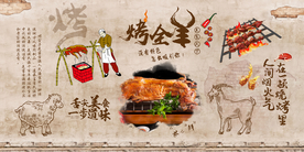 烤全羊背景墙装饰画