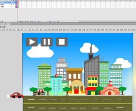 点击暂停播放控制车子过村庄
