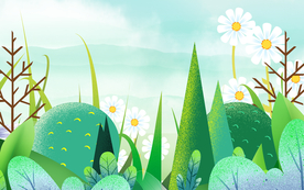 卡通插画植物背景展板