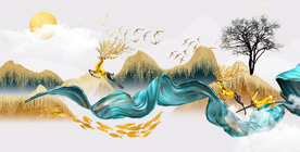 麋鹿晶瓷画玄关