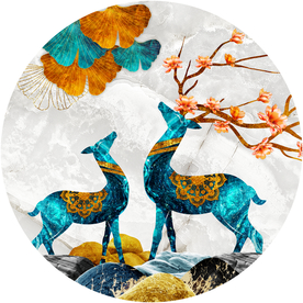 圆形珐琅彩麋鹿玄关