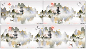 4K意境水墨山水 舞美背景视频