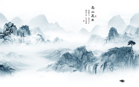 新中式客厅山水画 TIF分层