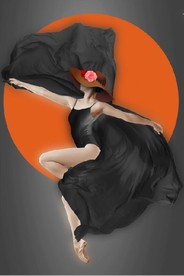 现代北欧风黑裙舞蹈美女装饰画