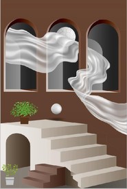 现代北欧3D建筑空间玄关装饰画