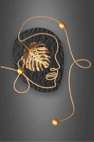 轻奢抽象金色人物线条玄关装饰画