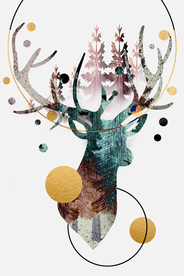 几何麋鹿装饰画