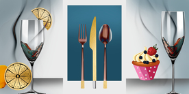 餐厅酒杯三联画