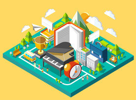 2.5D手机立体建筑场景矢量插