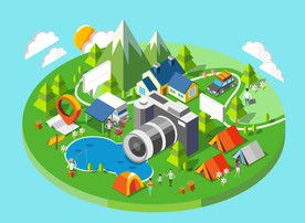 2.5D手机立体建筑场景矢量插