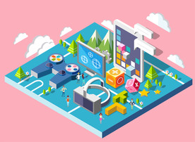 2.5D手机立体建筑场景矢量插