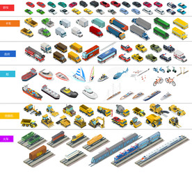 立体2.5D卡通特种车交通工具