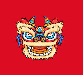 国潮醒狮 平面展开分层文件