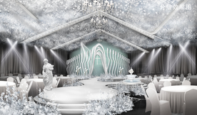 白色教堂风婚礼效果图