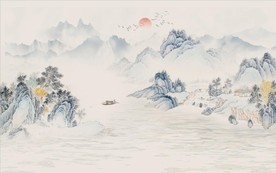 新中式山水水墨国画背景墙