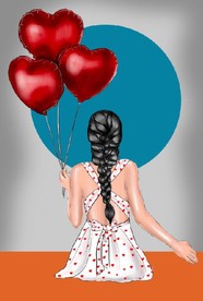 现代北欧气球美女玄关装饰画