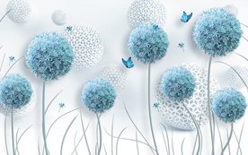 蓝色蒲公英背景