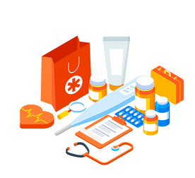 手绘医疗用品插画设计