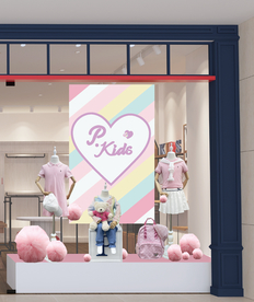 橱窗 服装 女装店  彩虹条