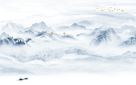 高清 简约山水画 TIF分层