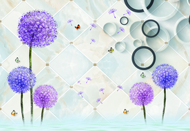 蒲公英电视背景墙