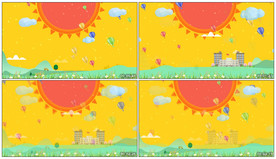 4K卡通太阳热气球舞台背景视频