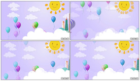 4K卡通天空气球飞 背景视频
