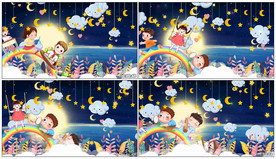 4K卡通夜晚星空 背景视频素材