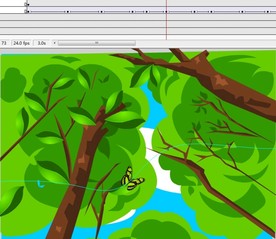 蝴蝶在树林中飞翔的动画