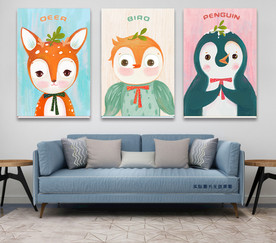 手绘鹿 手绘小鸟 手绘企鹅