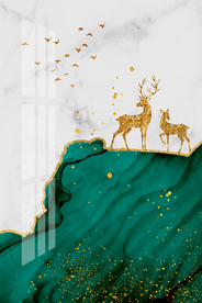 大理石麋鹿装饰画