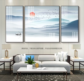 新中式水墨山水画客厅装饰画