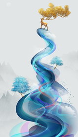 丝带麋鹿装饰画