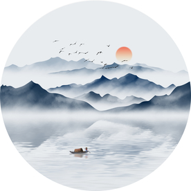 意境山水圆形装饰画