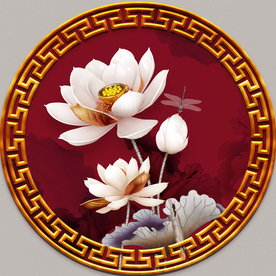 圆形荷花图