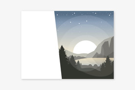 日出自然山水风光插画