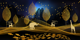 树叶麋鹿晶瓷画