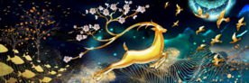 麋鹿晶瓷画玄关