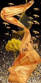 绸带麋鹿晶瓷画