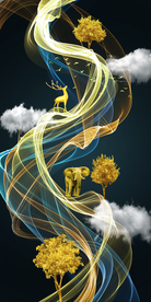 麋鹿晶瓷画玄关