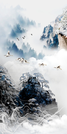 仙鹤山水玄关