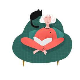 女子休闲手绘插画