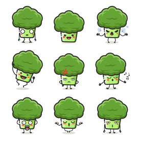 卡通西蓝花表情插画