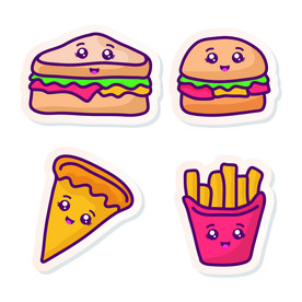 卡通快餐三明治汉堡包